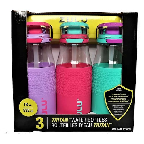 Botellas Para Agua 3 Piezas Varios Colores Zulu Para Gym
