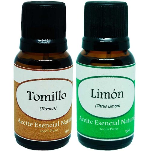 Tomillo y Limon Aceite Escencial Natural Difusor 2 Frascos Aromaterapia Krisamex