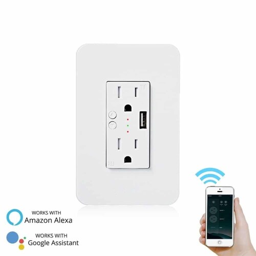 Tomacorriente Inteligente De Pared Wifi Tuya Smart Alexa Goo