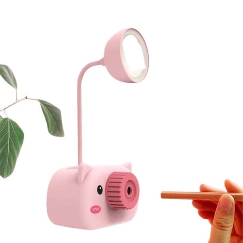 Lampara De Cerdito Con Sacapuntas, Porta Lápiz Y Celular Verde Agua