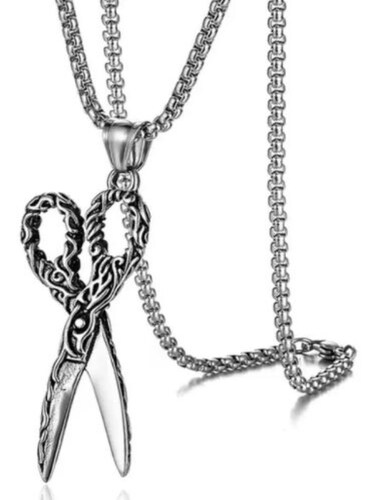 Collar Cadena Tijeras Acero Inox Regalo Estilista Barbero abierta
