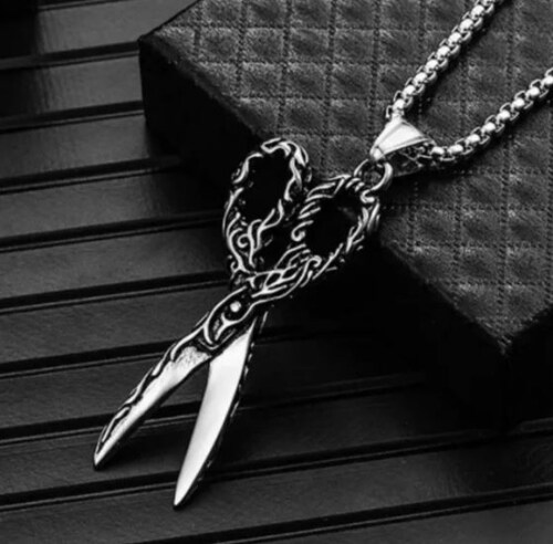 Collar Cadena Tijeras Acero Inox Regalo Estilista Barbero abierta