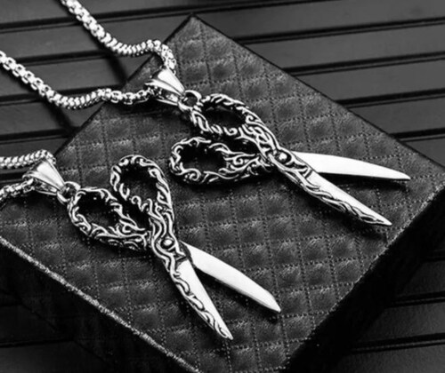 Collar Cadena Tijeras Acero Inox Regalo Estilista Barbero abierta