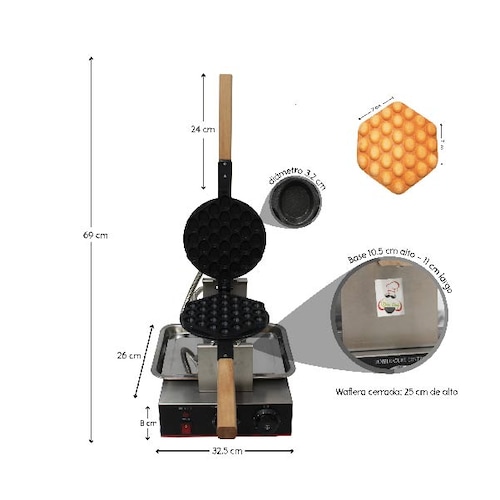 Maquina De Hacer Waffles Bubble 