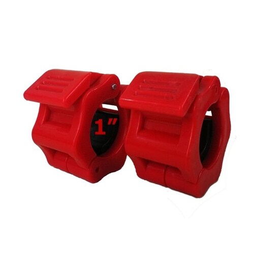 Par de Topes Abrazaderas para Barra 25mm (1pulgada)-Gymker plastico Rojo