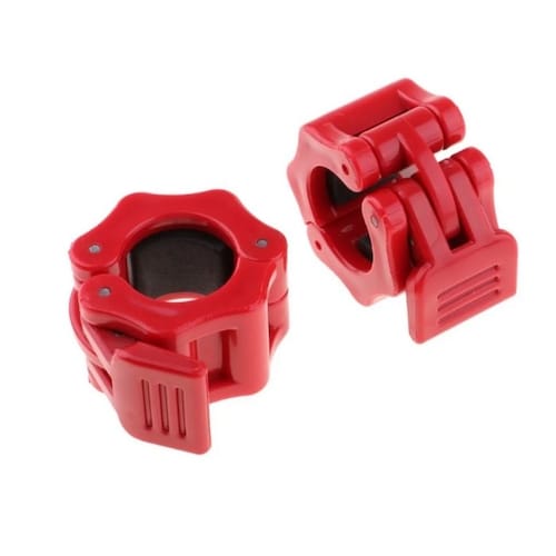 Par de Topes Abrazaderas para Barra 25mm (1pulgada)-Gymker plastico Rojo