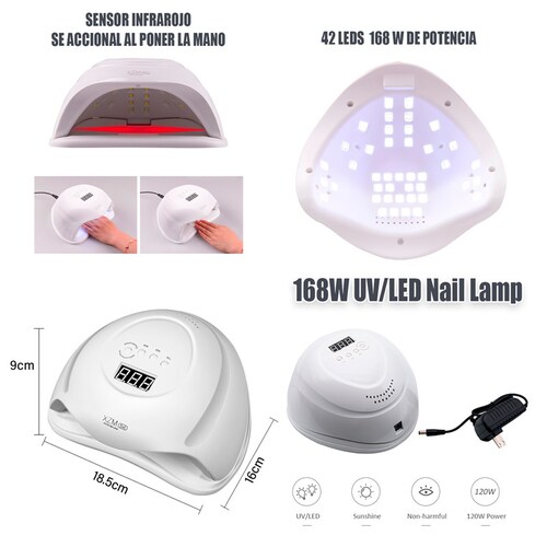 Lampara Uv Led 168w 42 Leds Profesional Gelish Secado Uñas XZN-5XT