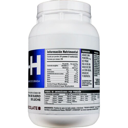 Proteína aislada e hidrolizada ISO-H Chocolate 713 g 23 serv 31 g c/u