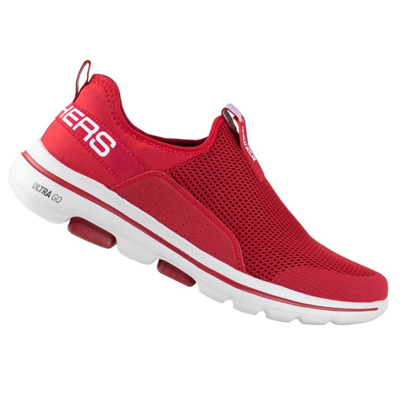 TENIS SKECHERS GO WALK 5 PARA CABALLERO 216015 ROJO BLANCO AIR COOLED COMODO