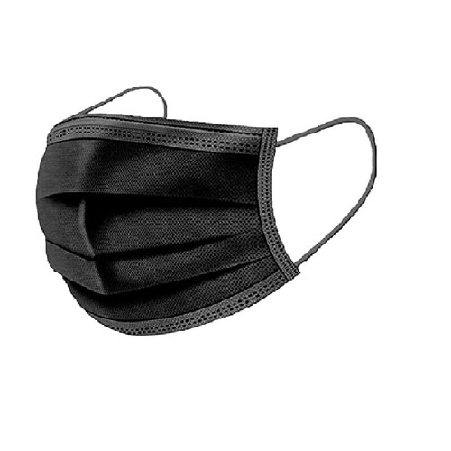 Cubrebocas Tricapa  Termosellado, 50 PCS NEGRO  Plisado, Ajuste Nasal  TRICAPA