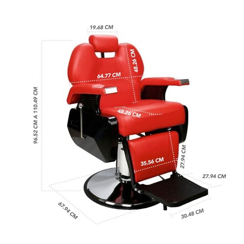 Sillon Barbero Peluqueria Silla Barberia Estetica Stay Elit Rojo