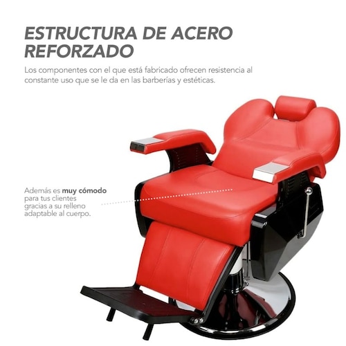 Sillon Barbero Peluqueria Silla Barberia Estetica Stay Elit Rojo