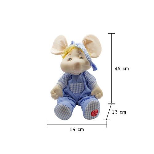 Peluche Topogigio Parlante 4 Frases Diferentes Pijama Overol Azul