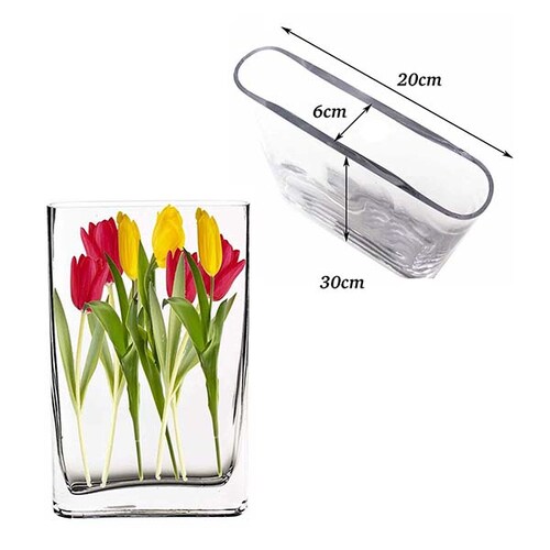 Florero de cristal rectangular, borde redondo - Serazu