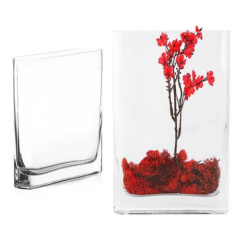 Florero de cristal rectangular, borde redondo - Serazu