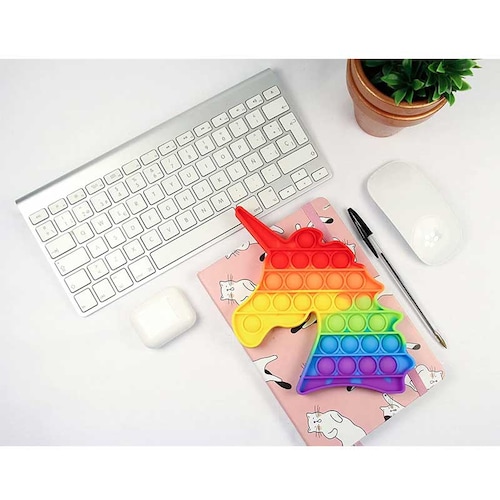 Tweezer - Pop It Juguete Antiestrés Burbujas Figuras Colores (Unicornio Rainbow)