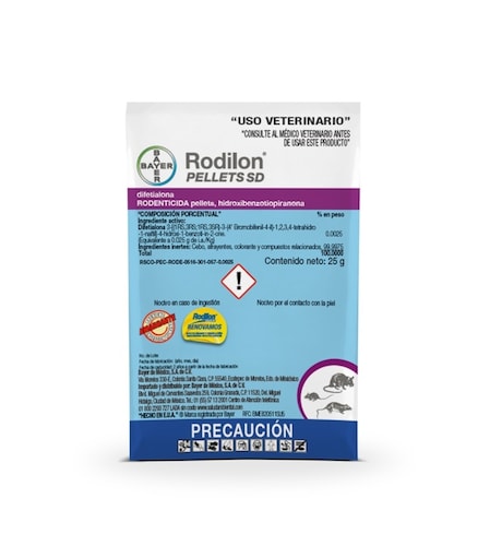 Cebo Rata Rodilon Pellets SD 25 Gramos Bayer .