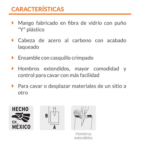 PALA CUADRADA GRANDE MODELO DE FIBRA DE VIDRIO  103 CM TRUPER