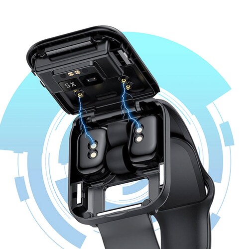 Fralugio Reloj Inteligente Smart Watch X5 2 en 1 Con Audífonos Bluetooth True Wireless