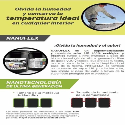 1009 NFX NANOFLEX. Impermeabilizante y Escudo Térmico UV, Orgánico, base Nanotecnologia, 25 Años de Garantía,19 Lts