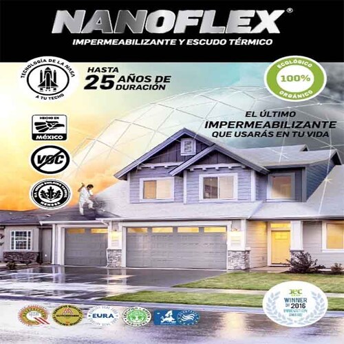 1009 NFX NANOFLEX. Impermeabilizante y Escudo Térmico UV, Orgánico, base Nanotecnologia, 25 Años de Garantía,19 Lts