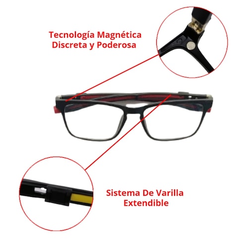 Lentes Con Clip Deportivo Para Graduar, Gafas Clip on Magnéticos Intercambiables 6 en 1, Marca Urban Boutique Modelo 2507