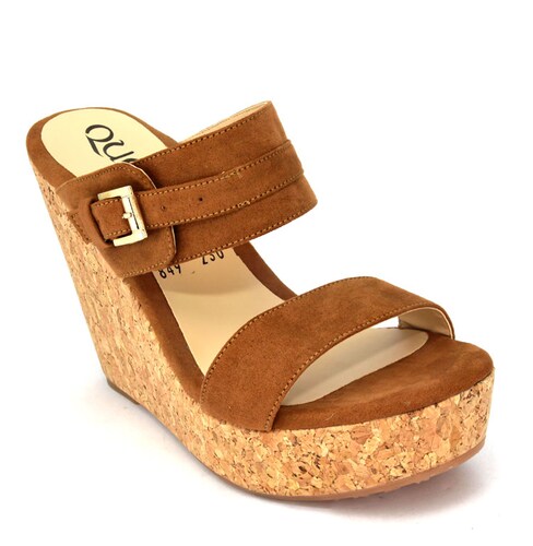 Zapatos De Meter Plataforma Forrada en Corcho 2 Tiras