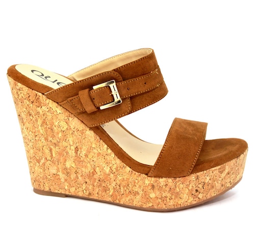 Zapatos De Meter Plataforma Forrada en Corcho 2 Tiras