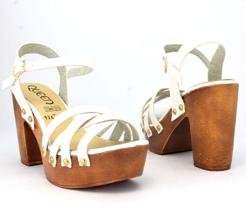 Zapato Tacon Ancho Tiras Suela Imitacion Madera