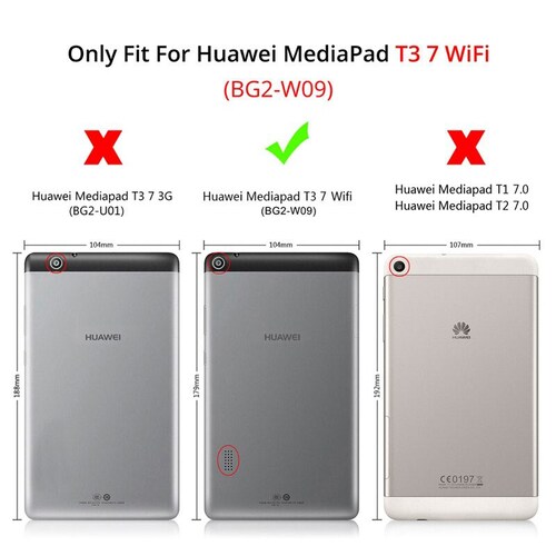Funda Para Tablet Huawei Mediapad T3 Tamaño 7.0" PLG. Bg2-w09 wifi. Negro.