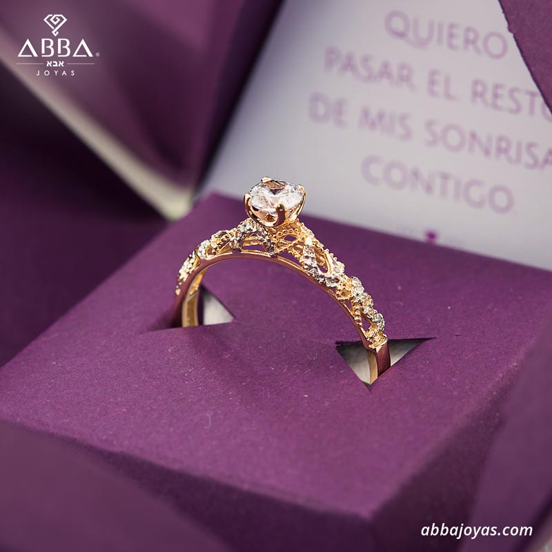 ANILLO DE COMPROMISO VINTAGE THIN ORO 10K ABBA JOYAS