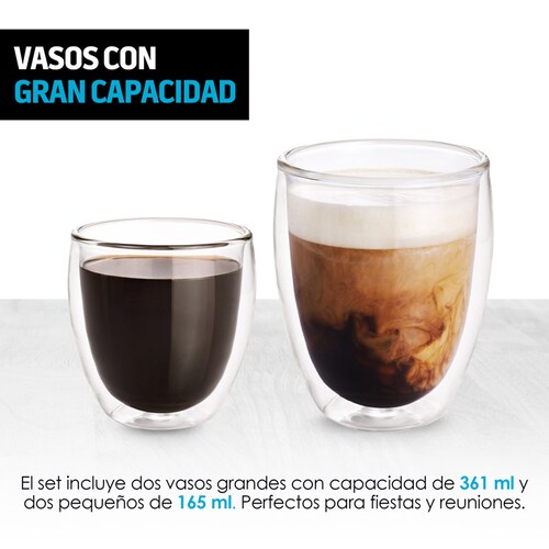 Vasos de Vidrio con Doble Pared para Café o Vino (4 Piezas) Redlemon