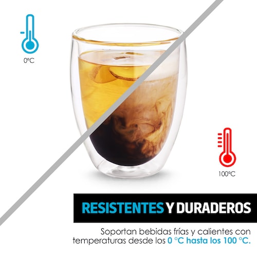 Vasos de Vidrio con Doble Pared para Café o Vino (4 Piezas) Redlemon