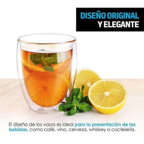 Vasos de Vidrio con Doble Pared para Café o Vino (4 Piezas) Redlemon