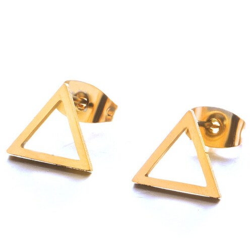 Aretes Moda Sencillos Triángulo 3 Oro