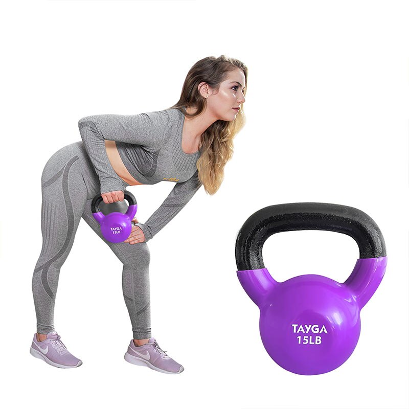 Tayga pesa Rusa fitness kettlebell 15 lb cubierta de vinil