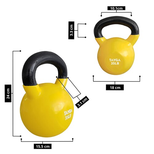 Tayga pesa Rusa fitness kettlebell 35 lb cubierta de vinil