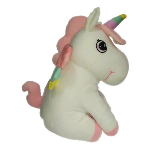 Lindo Peluche De Unicornio Blanco Felpa Super Suave 35 Cm