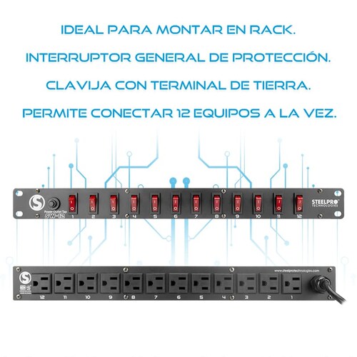 Barra Multicontacto 12 Interruptores - 127v Sw-12 - Steelpro