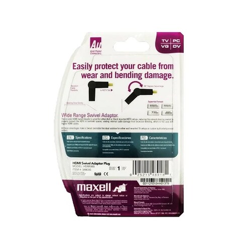 Maxell Adaptador Hdmi / Macho-hembra Negro / Giratorio 180º / 348035