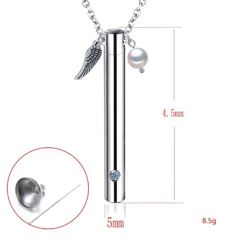 Dije Relicario Urna Para Cenizas Acero Inox + Perla Natural