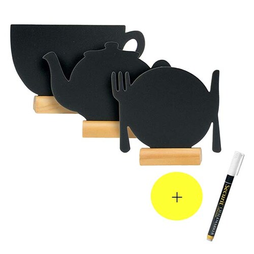 Mix de 3 Pizarrones chicos negros para mesa. SECURIT 