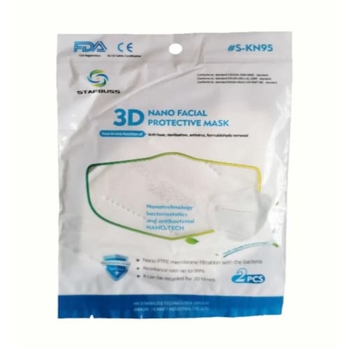 Cubreboca 3D nano facial 10 cubrebocas  KN95 blanco