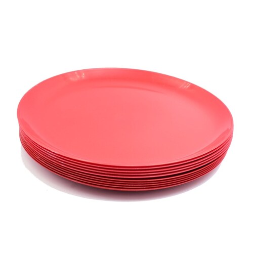 Plato Taquero Liso De Plastico Paquete Con 10 Piezas Rojo Hogar