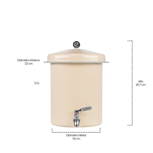 Ecofiltro Purificador y Dispensador de Agua Peltre Mini (5.5 L) Beige