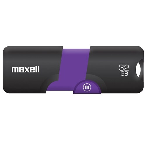 Maxell Memoria USB Flix de 32GB / USB 3.0 / Negro con Morado / 503804