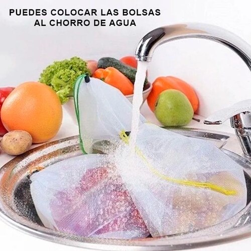 Bolsas Ecológicas para Verduras, Reutilizables, Lavables para Almacenamiento, 9 piezas, Supermercado 