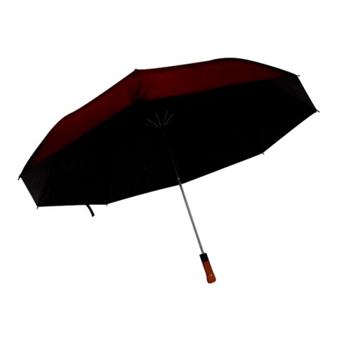 Paraguas Portátil Rojo Tipo Macana Semiautomático Liso Doble Tela