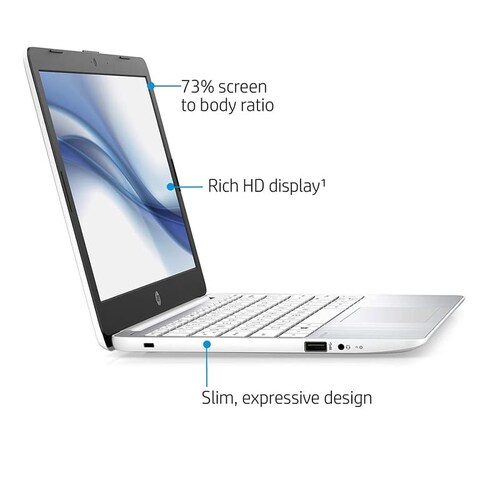 Laptop HP Stream 11 Celeron 64GB-4GB DDR4 Plata+Audifono+ mouse+USB 16GB + Mochila
