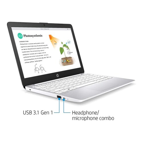Laptop HP Stream 11 Celeron 64GB-4GB DDR4 Plata+Audifono+ mouse+USB 16GB + Mochila